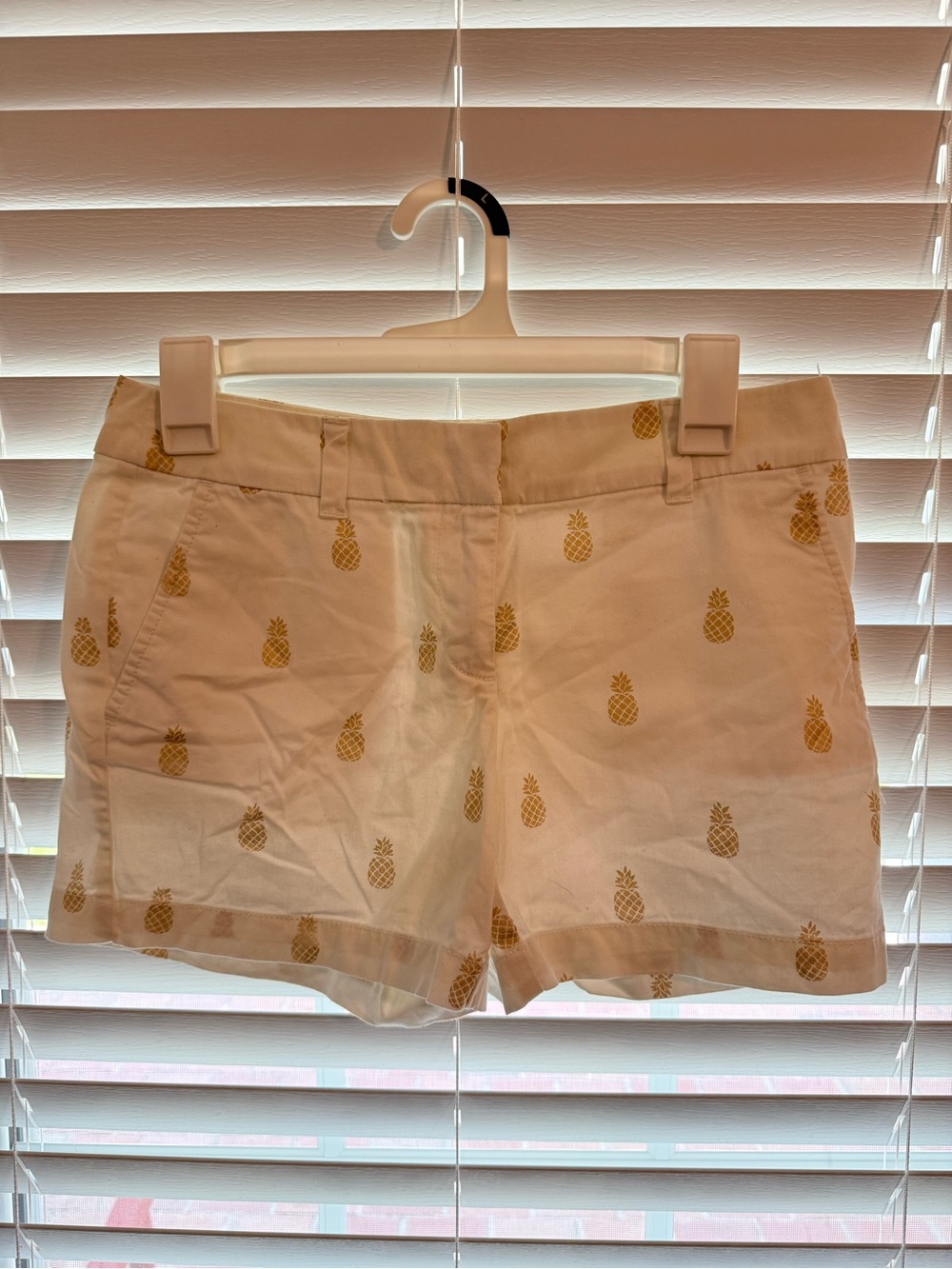 Ann Taylor White Shorts with Gold Pineapple Print